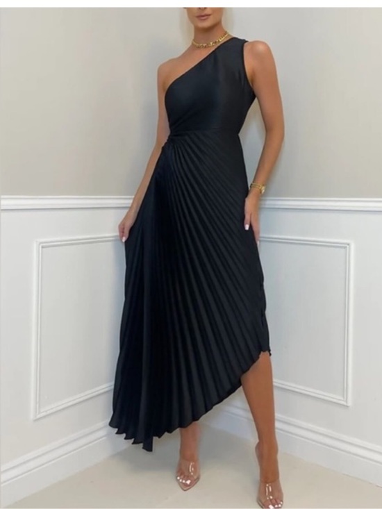 House of Harlow 1960 Dresses & Skirts - House of Harlow 1960 Black One Shoulder Pleated Evening Maxi Dress Size S
